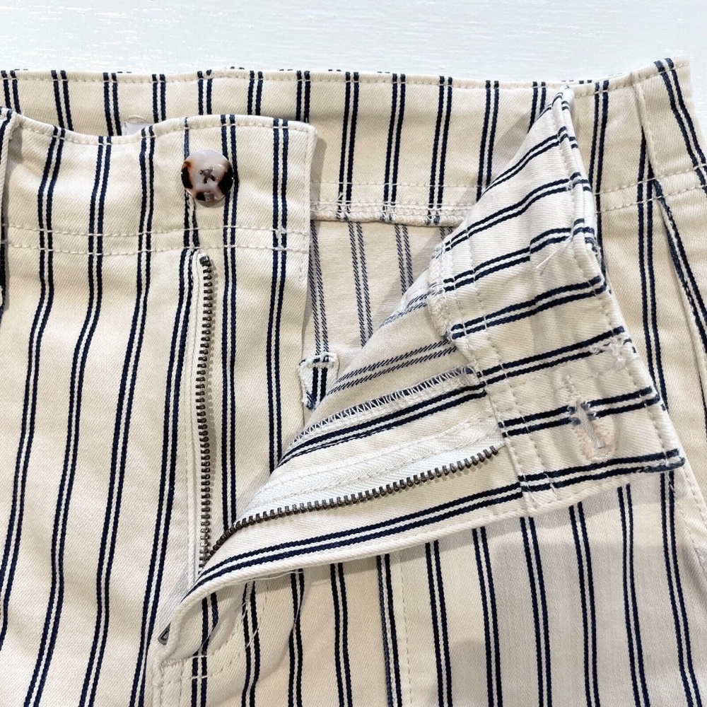 New Sam Edelman Striped Wide Leg Cropped Pants Chelsea Cream Indigo Size 27 / 4 - Picture 14 of 16